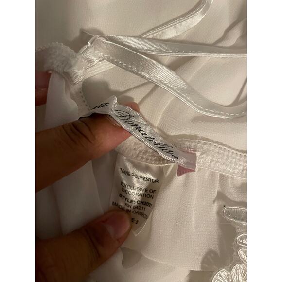 Linea Donatella Womens Babydoll Slip Small White Satin Floral Embroidered Fairy - Picture 5 of 8